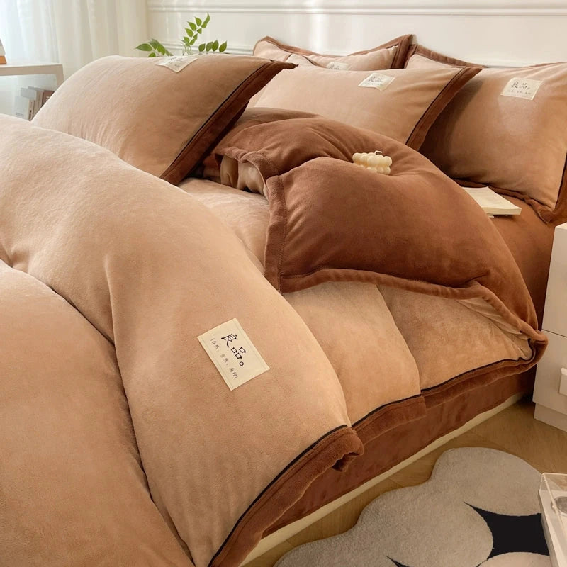 Luxurious Milk Fiber 4-Piece Flannel Bedding Set for Winter Julia M LifeStyles