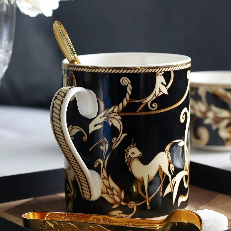 Florence Exquisite European-Style Bone China Mug with Lid and Spoon Julia M LifeStyles