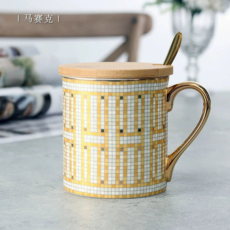 Florence Exquisite European-Style Bone China Mug with Lid and Spoon Julia M LifeStyles