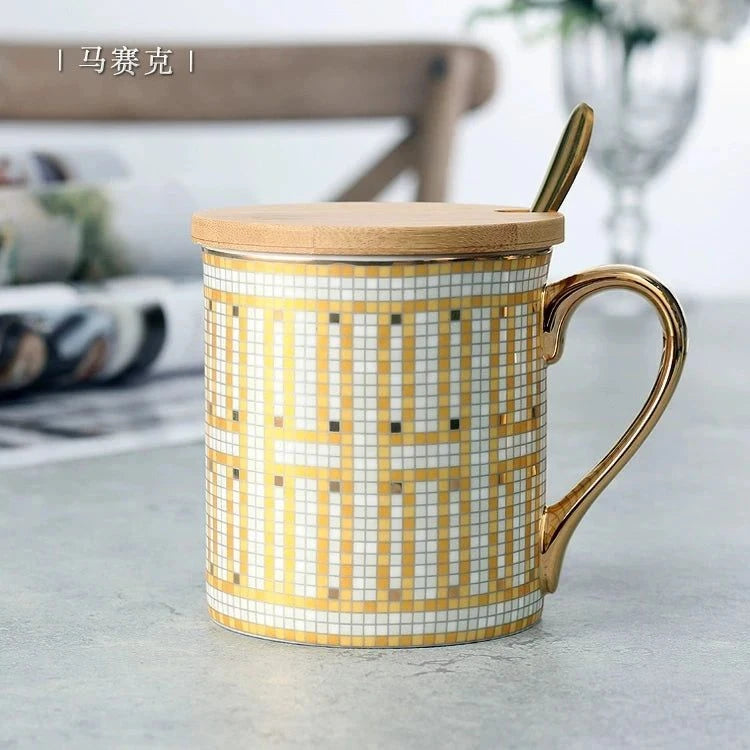 Florence Exquisite European-Style Bone China Mug with Lid and Spoon Julia M LifeStyles