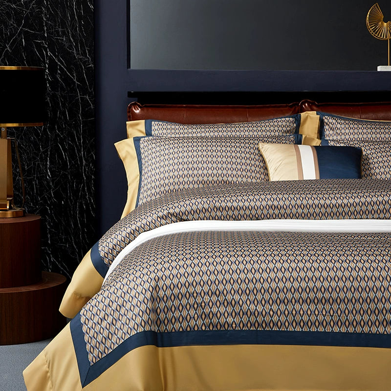 Premium Pima Cotton 4-Piece Bed Sheet Set in Geometric Design - Julia M LifeStyles