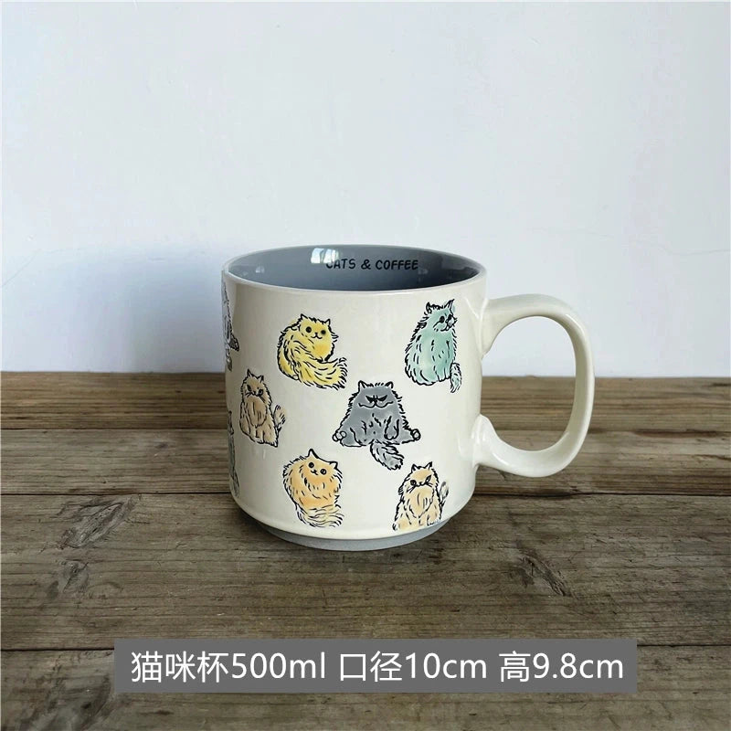 Vintage Floral Hand-Painted Ceramic Water Cup with Spoon Julia M Home & Kitchen