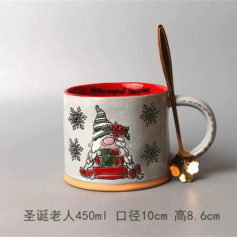 Vintage Floral Hand-Painted Ceramic Water Cup with Spoon Julia M Home & Kitchen