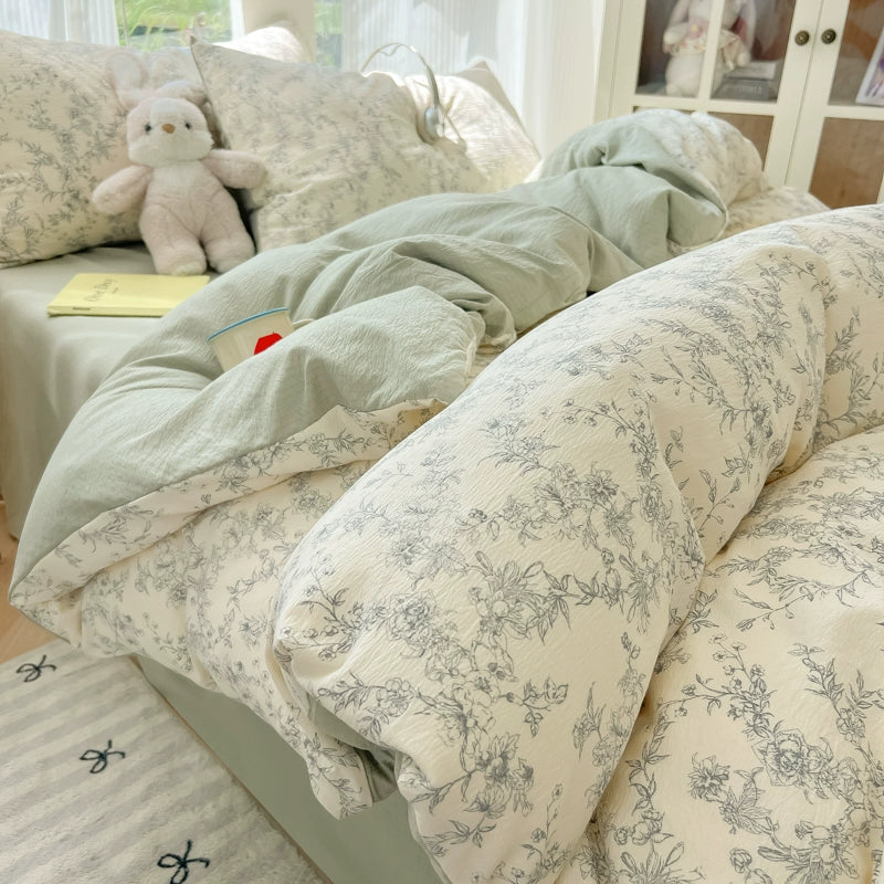 Class A Four-Piece Bedding Set Pure Cotton All Cotton All Year Round Quilt Cover Bed Sheets Quilt Cover Bed Student Dormitory Three-Piece Set Fitted Sheet 4 Julia M LifeStyles