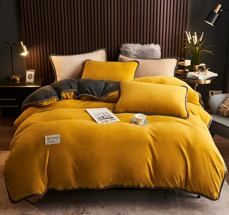 Luxurious Milk Fiber 4-Piece Flannel Bedding Set for Winter Julia M LifeStyles