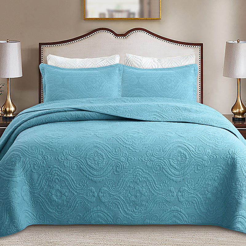 Simple pure cotton bed cover three-piece Nordic double summer cool air conditioning quilt active printing and dyeing breathable comfortable Four Seasons blanket