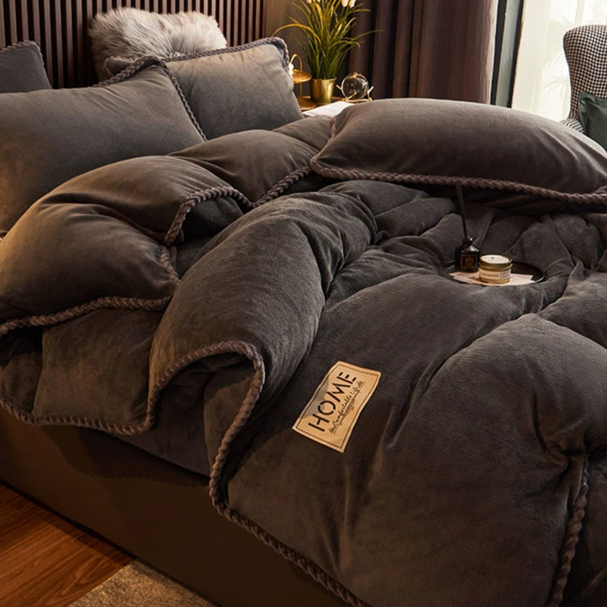 Luxurious Milk Fiber 4-Piece Flannel Bedding Set for Winter Julia M LifeStyles