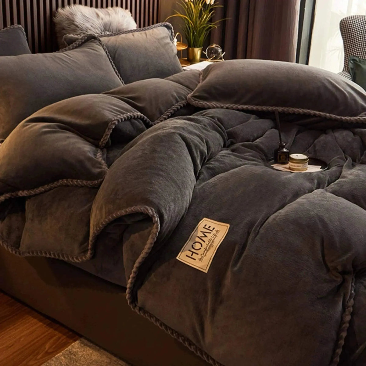 Luxurious Milk Fiber 4-Piece Flannel Bedding Set for Winter Julia M LifeStyles
