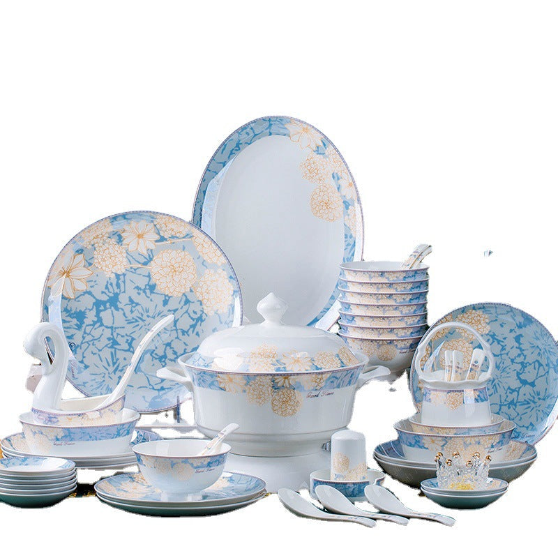 16-80PCs European Style Light Luxury Bone China Time Stroll Dinnerware Set Julia M Home & Kitchen