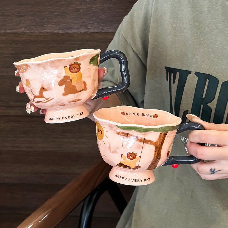 Mug Creative Artistic Ceramic Water Cup 2024 New Style Women's Office Home Breakfast Coffee Cup Accompanying Gift