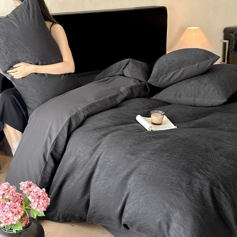 Class a Light Luxury Style Jacquard Washed Cotton Four-Piece Set, Pure Cotton Texture, Suitable for Sleeping Directly on the Bed, High-End Bedding