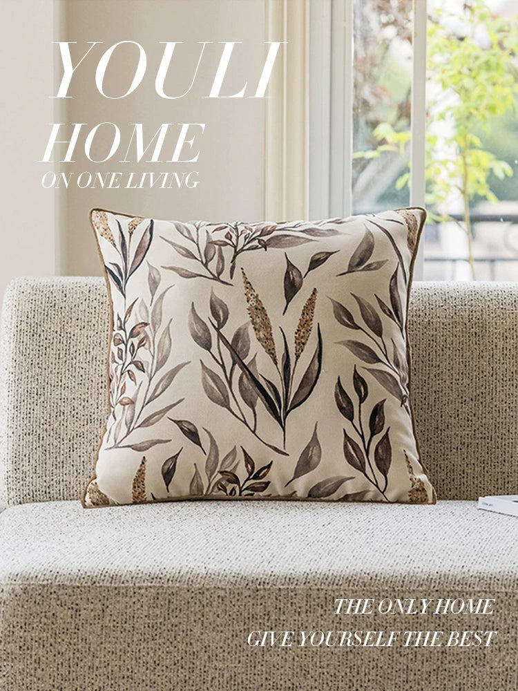 Brown Oatmeal Cream Color Accessible Luxury Living Room Sofa Pillow Cases French Beige Mid-Ancient Pillow Classy Bedside Cushion Julia M Home & Kitchen