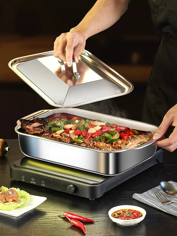 Grilled Fish Dish Extra Thick Oven Binaural Rectangular Stainless Steel Julia M LifeStyles