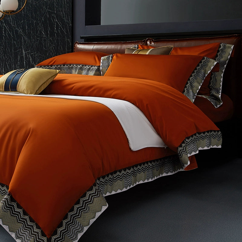 Elegant Geometric 4-Piece Pima Cotton Bed Sheet Set Julia M Home & Kitchen