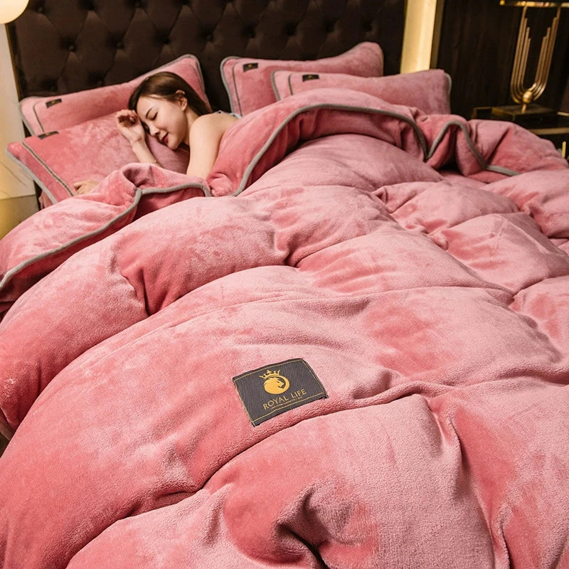 Luxurious Milk Fiber 4-Piece Flannel Bedding Set for Winter Julia M LifeStyles