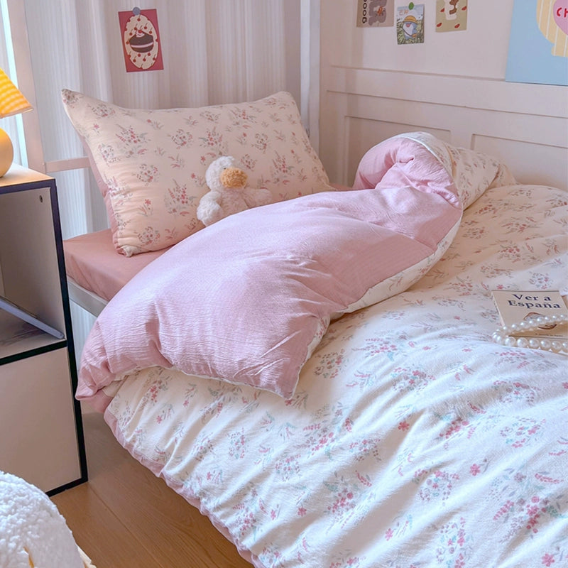 Class A Four-Piece Bedding Set Pure Cotton All Cotton All Year Round Quilt Cover Bed Sheets Quilt Cover Bed Student Dormitory Three-Piece Set Fitted Sheet 4 Julia M LifeStyles