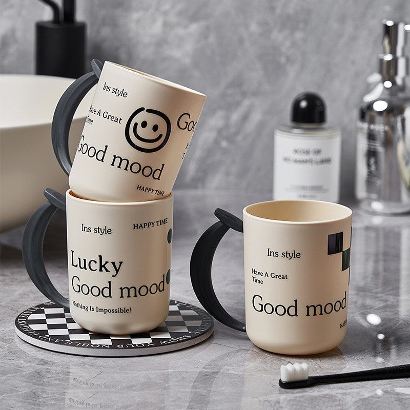 Chic Black and White Polka Dot Toothbrush & Mouthwash Cup Julia M Home & Kitchen