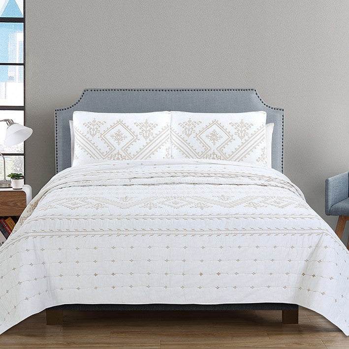 Simple pure cotton bed cover three-piece Nordic double summer cool air conditioning quilt active printing and dyeing breathable comfortable Four Seasons blanket