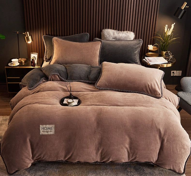 Luxurious Milk Fiber 4-Piece Flannel Bedding Set for Winter Julia M LifeStyles