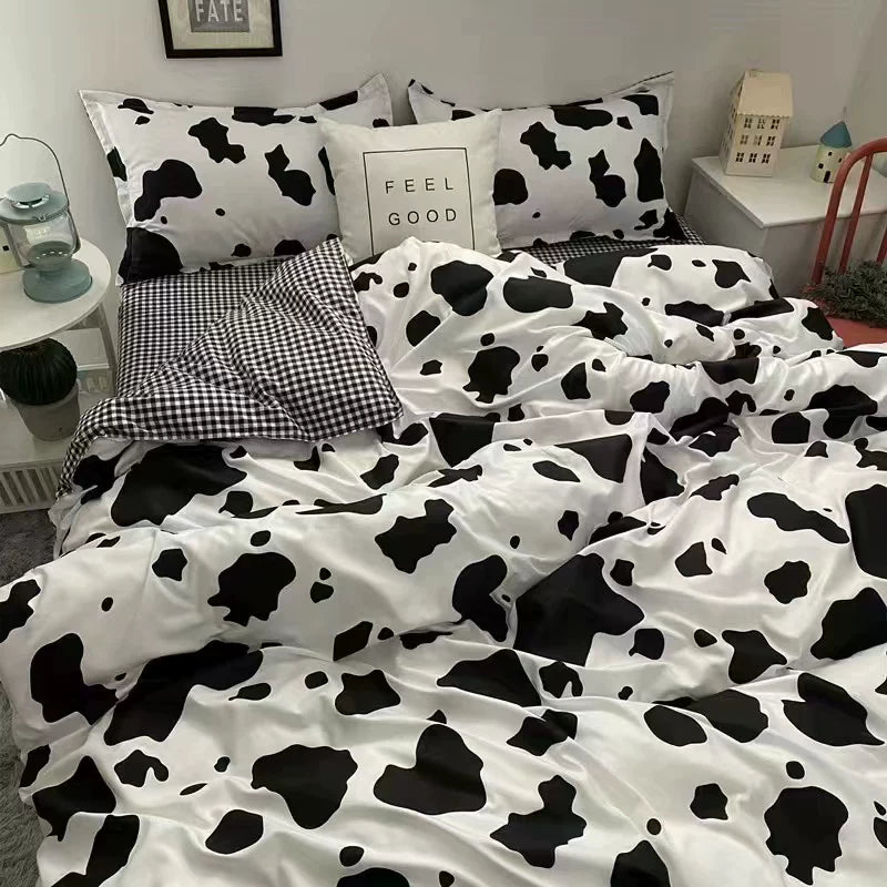 Heart Washed Cotton Cute Minimalist Pink Bed Four-Piece Set - Julia M LifeStyles