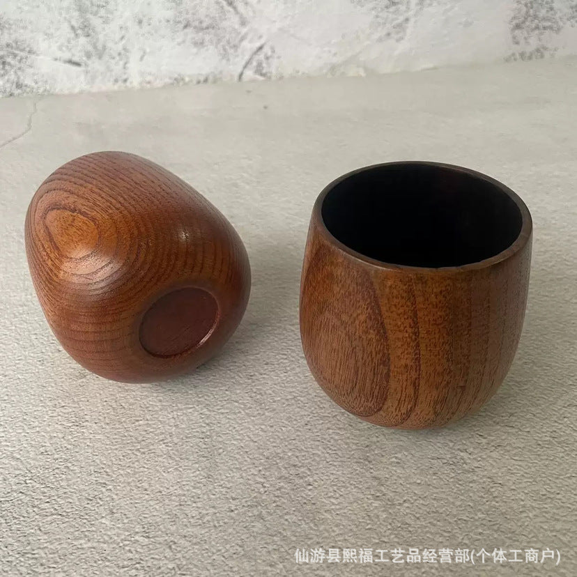 Wooden Whiskey Belly Cup, Jujube Wood Belly Cup, Japanese-Style Wooden Cup, Charcoal-Fired Belly Cup, Carbonized Beer Cup, Wooden Cup