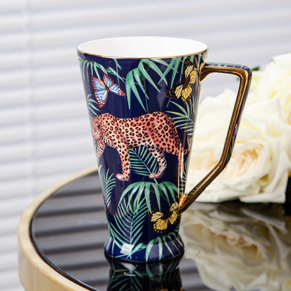 Jungle Cheetah Bone China Coffee Cup & Mug Set