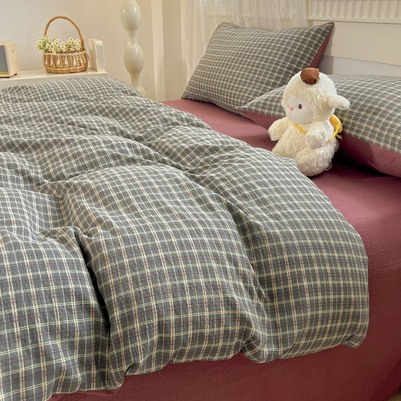 Class A Four-Piece Bedding Set Pure Cotton All Cotton All Year Round Quilt Cover Bed Sheets Quilt Cover Bed Student Dormitory Three-Piece Set Fitted Sheet 4 Julia M LifeStyles