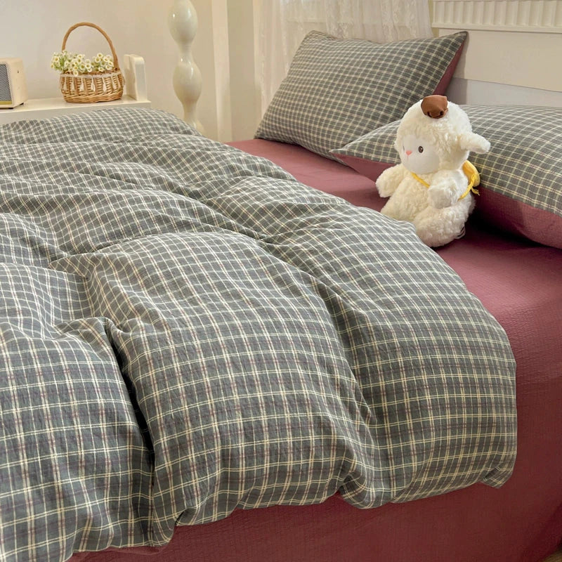 Class A Four-Piece Bedding Set Pure Cotton All Cotton All Year Round Quilt Cover Bed Sheets Quilt Cover Bed Student Dormitory Three-Piece Set Fitted Sheet 4 Julia M LifeStyles