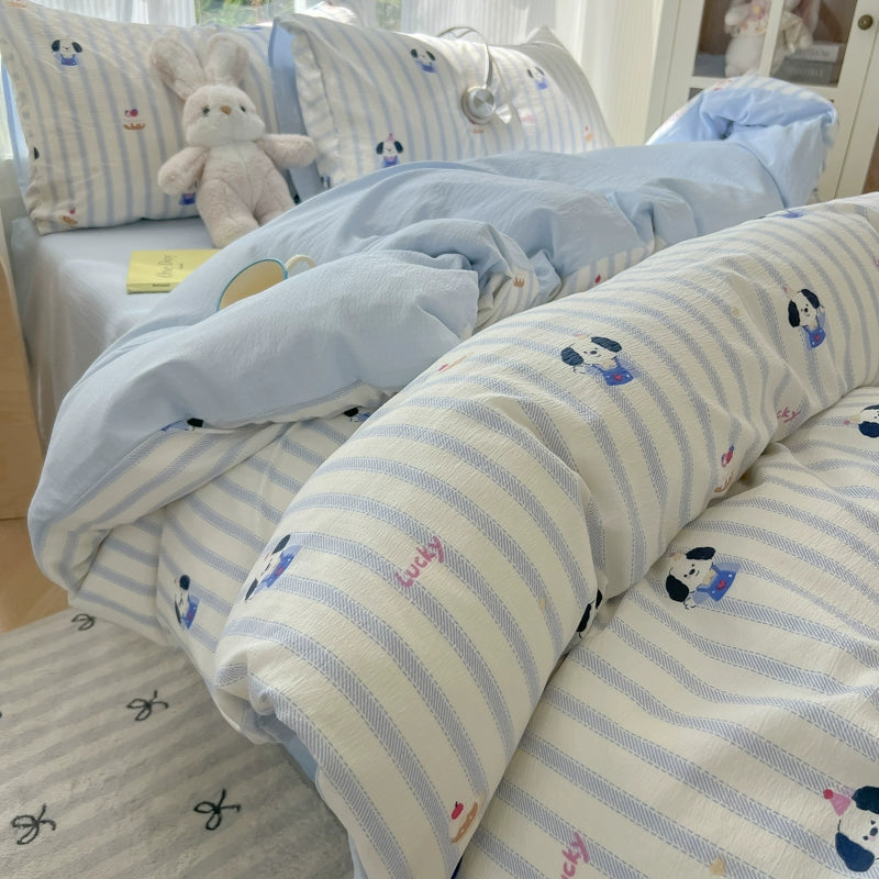 Class A Four-Piece Bedding Set Pure Cotton All Cotton All Year Round Quilt Cover Bed Sheets Quilt Cover Bed Student Dormitory Three-Piece Set Fitted Sheet 4 Julia M LifeStyles