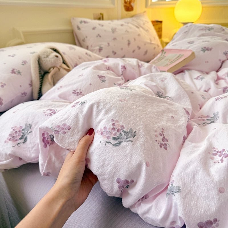 Class A Four-Piece Bedding Set Pure Cotton All Cotton All Year Round Quilt Cover Bed Sheets Quilt Cover Bed Student Dormitory Three-Piece Set Fitted Sheet 4 Julia M LifeStyles