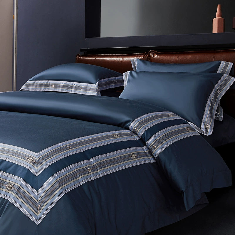 Premium Pima Cotton 4-Piece Bed Sheet Set in Geometric Design - Julia M LifeStyles