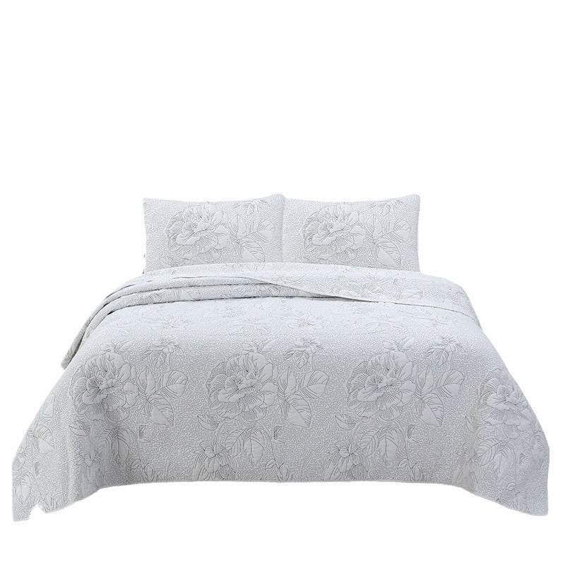 Simple pure cotton bed cover three-piece Nordic double summer cool air conditioning quilt active printing and dyeing breathable comfortable Four Seasons blanket
