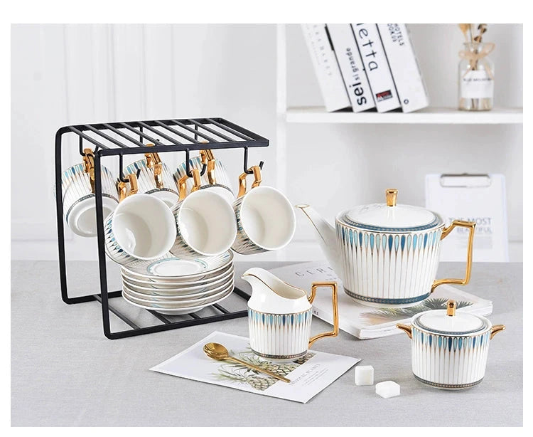 British Afternoon Tea Cup Tea Set Accessible Luxury European-Style High-End Bone China Teapot Luxury Ceramic Coffee Cup Gift Box Julia M Home & Kitchen