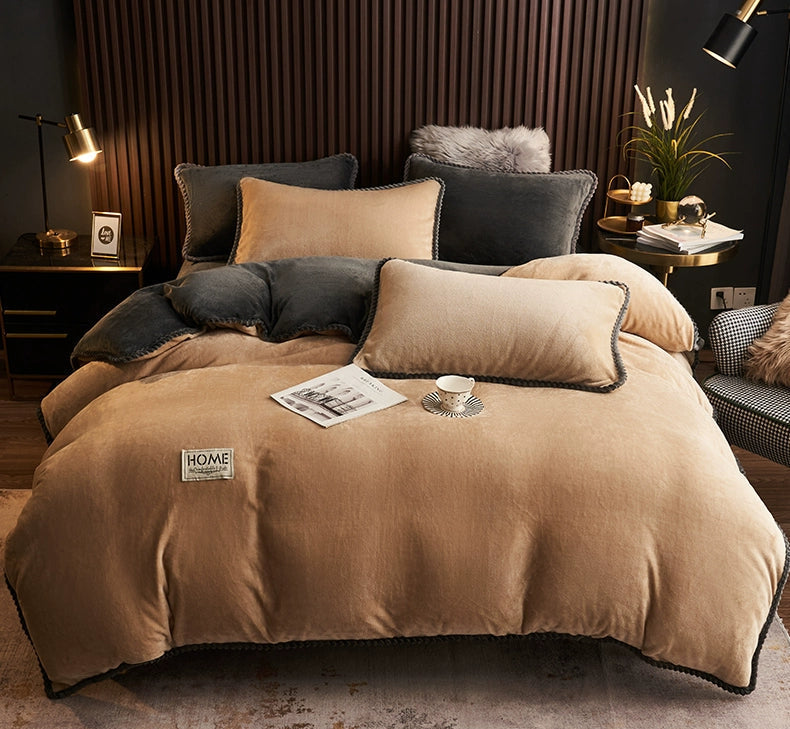 Luxurious Milk Fiber 4-Piece Flannel Bedding Set for Winter Julia M LifeStyles