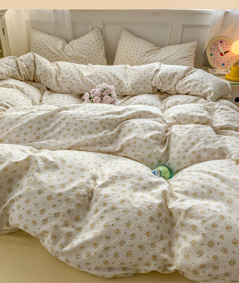 Class A Four-Piece Bedding Set Pure Cotton All Cotton All Year Round Quilt Cover Bed Sheets Quilt Cover Bed Student Dormitory Three-Piece Set Fitted Sheet 4 Julia M LifeStyles