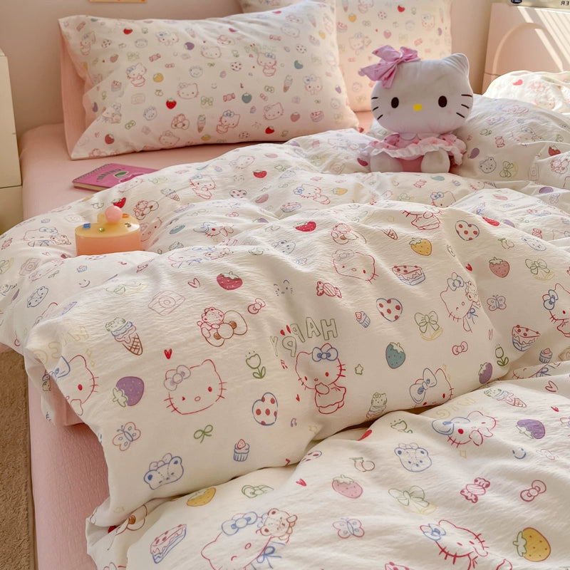 Class A Four-Piece Bedding Set Pure Cotton All Cotton All Year Round Quilt Cover Bed Sheets Quilt Cover Bed Student Dormitory Three-Piece Set Fitted Sheet 4 Julia M LifeStyles