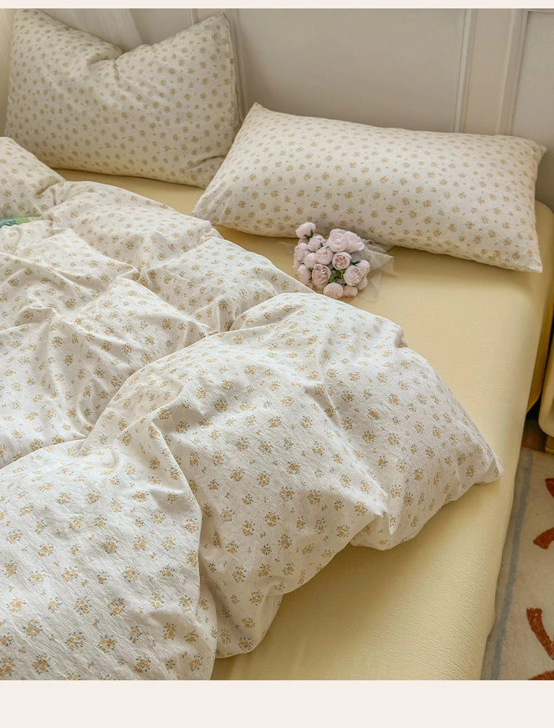 Class A Four-Piece Bedding Set Pure Cotton All Cotton All Year Round Quilt Cover Bed Sheets Quilt Cover Bed Student Dormitory Three-Piece Set Fitted Sheet 4 Julia M LifeStyles