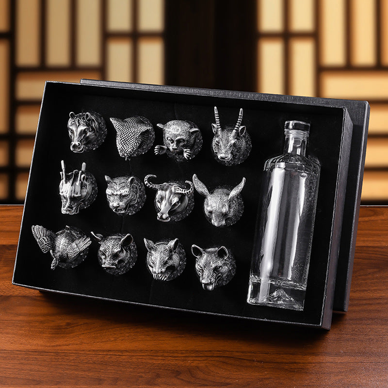 Creative Zodiac White Wine Glass Wine Dispenser Set Manufacturer Wholesale Direct Sales One-Bite Small Wine Glass Souvenir Wine Bottle