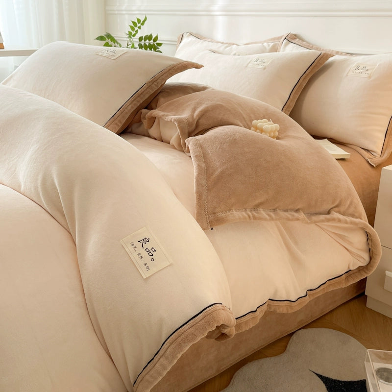 Luxurious Milk Fiber 4-Piece Flannel Bedding Set for Winter Julia M LifeStyles