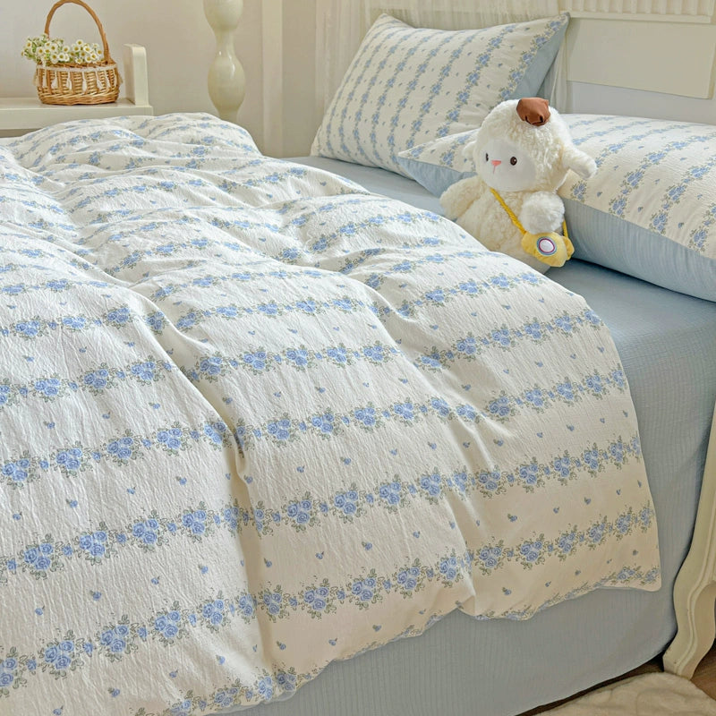 Class A Four-Piece Bedding Set Pure Cotton All Cotton All Year Round Quilt Cover Bed Sheets Quilt Cover Bed Student Dormitory Three-Piece Set Fitted Sheet 4 Julia M LifeStyles