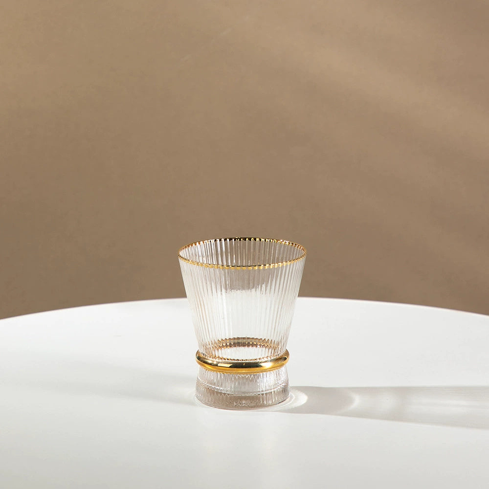 Champagne Glass Gold Trimming Waistline Goblet Champagne Glass Cocktail Glass Vertical Grain Water Cup Suit Electroplated Gold Creative Wine Ware Julia M Home & Kitchen