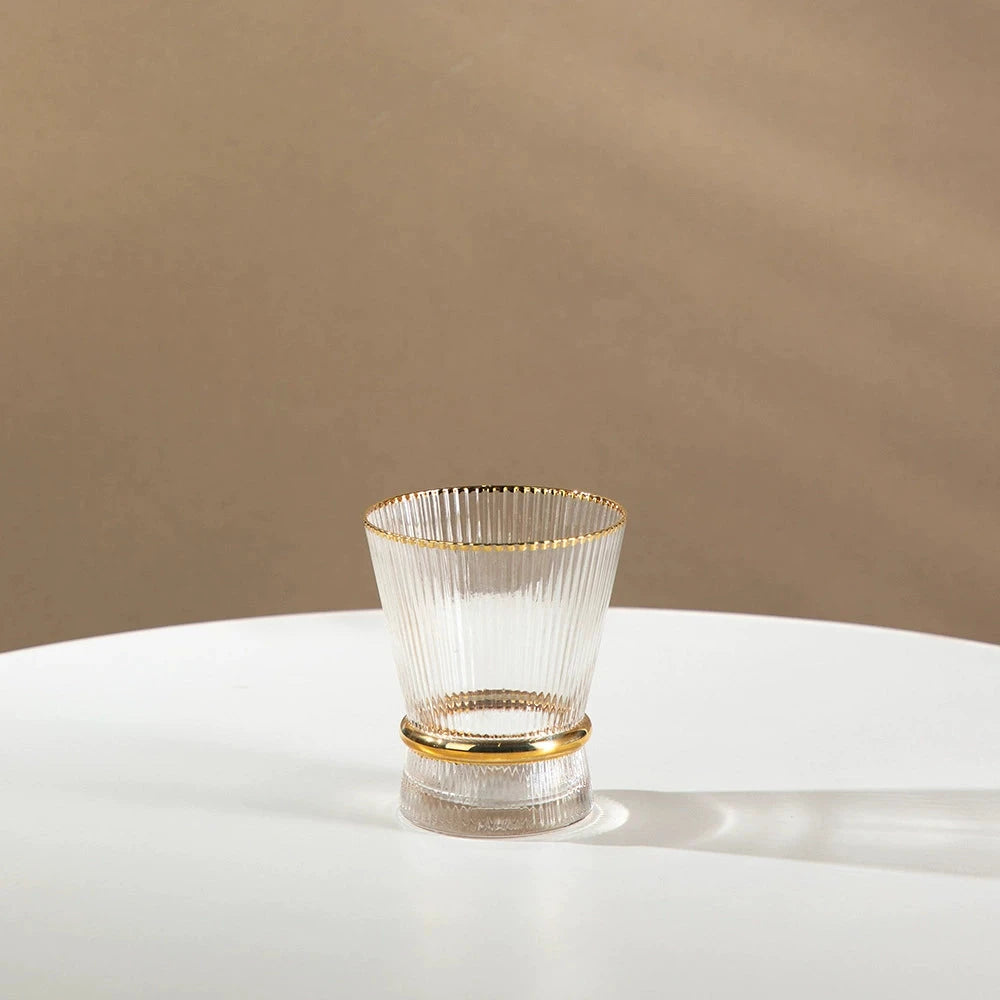 Champagne Glass Gold Trimming Waistline Goblet Champagne Glass Cocktail Glass Vertical Grain Water Cup Suit Electroplated Gold Creative Wine Ware Julia M Home & Kitchen