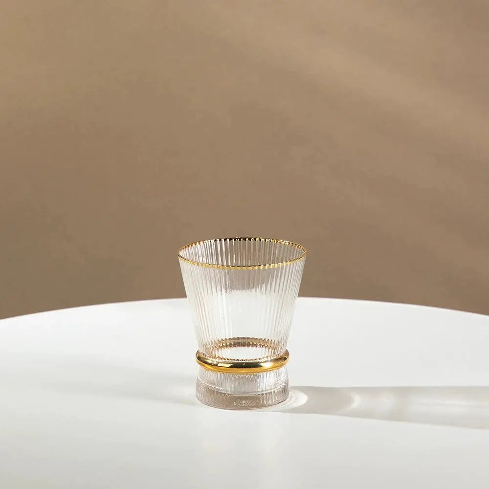 Vertical Grain Gold Waistline Goblet Champagne Glass Cocktail Glass Vertical Grain Water Cup Suit Electroplated Gold Creative Wine Ware Julia M Home & Kitchen
