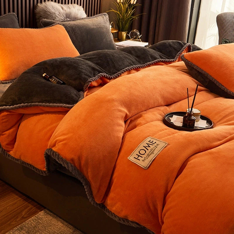 Luxurious Milk Fiber 4-Piece Flannel Bedding Set for Winter Julia M LifeStyles