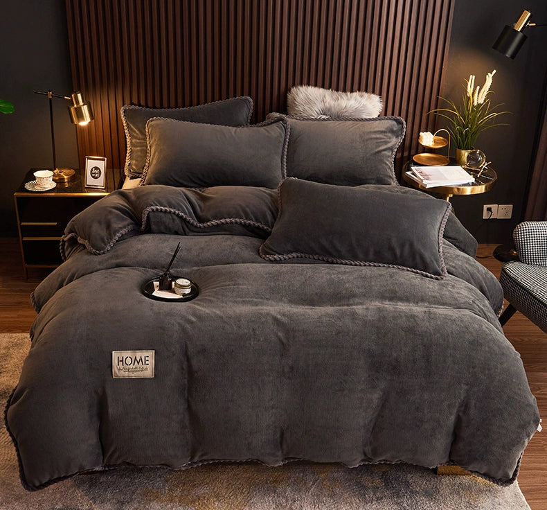 Luxurious Milk Fiber 4-Piece Flannel Bedding Set for Winter Julia M LifeStyles