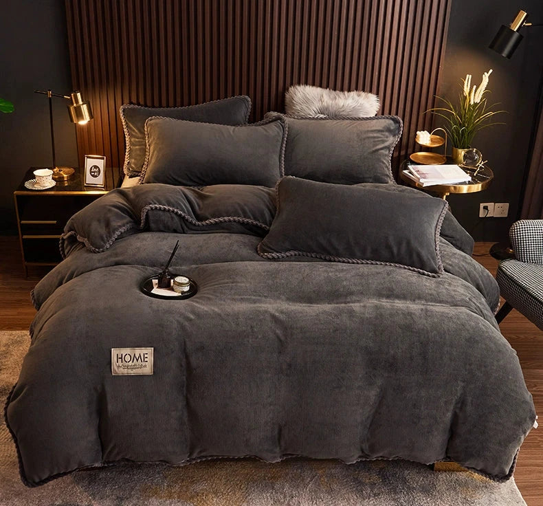 Luxurious Milk Fiber 4-Piece Flannel Bedding Set for Winter Julia M LifeStyles