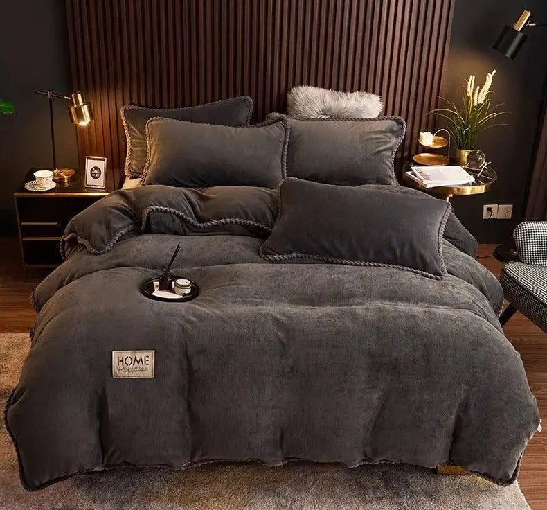 Luxurious Milk Fiber 4-Piece Flannel Bedding Set for Winter Julia M LifeStyles