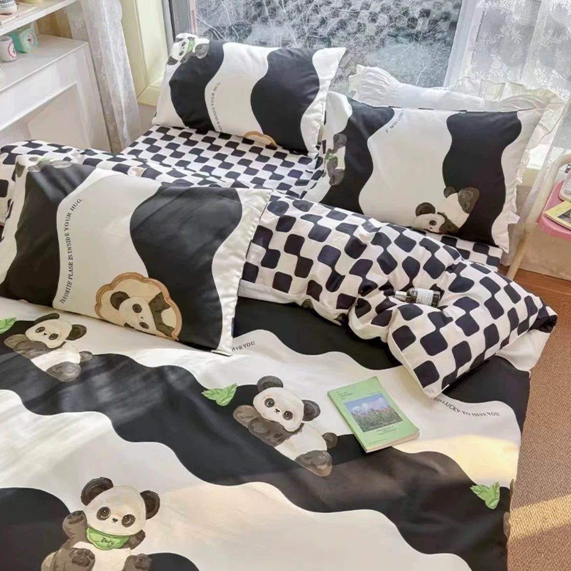 Heart Washed Cotton Cute Minimalist Pink Bed Four-Piece Set - Julia M LifeStyles