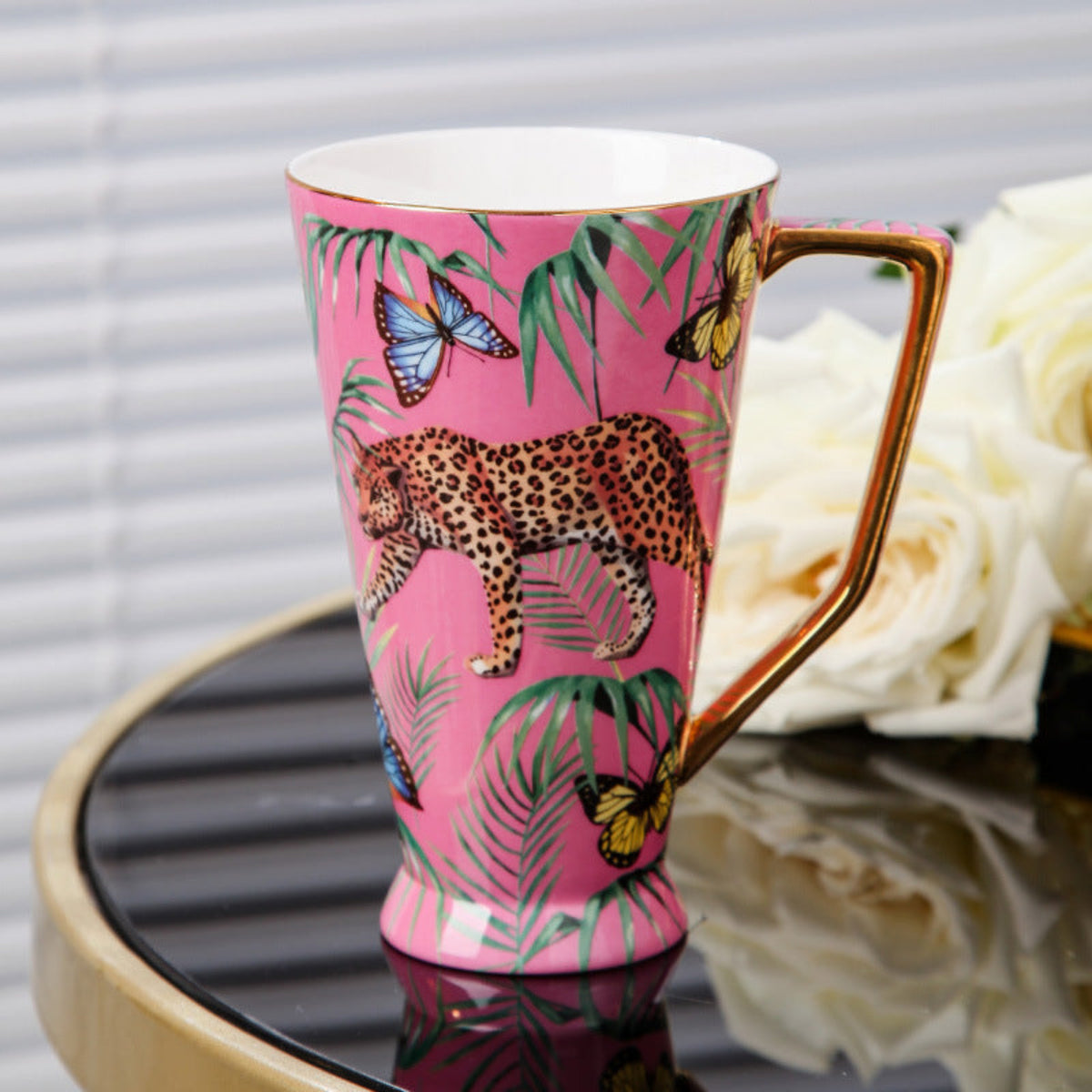 Jungle Cheetah Bone China Coffee Cup & Mug Set