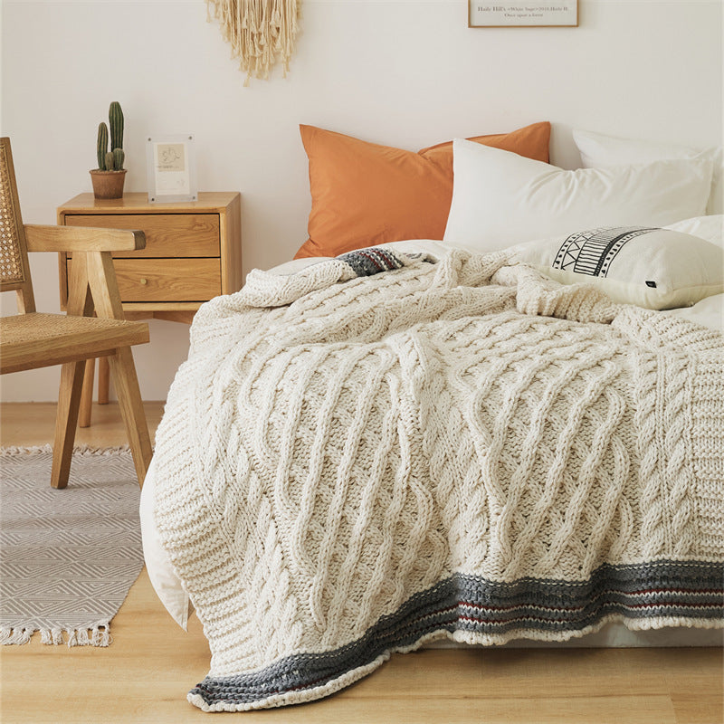 High-End Off-White Knitted Blanket